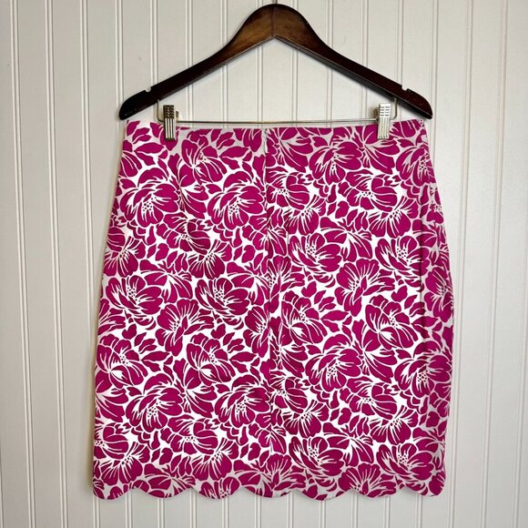 Talbots Pink Floral Scallop Hem Skirt Q22 - Picture 2 of 4